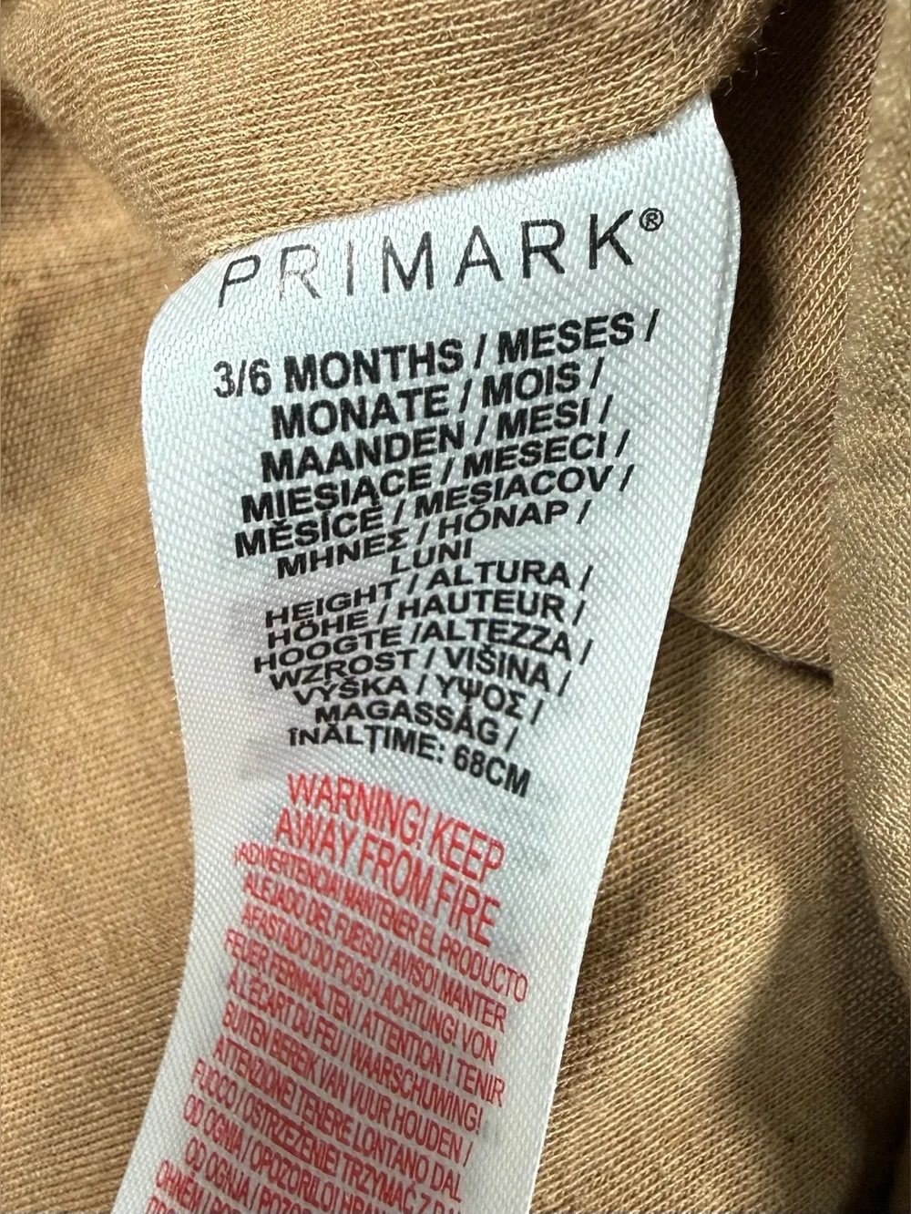 PRIMARK Baby Teddy Fleece Hooded Jacket Tan Brown Sherpa Zip‎ Up 3-6M